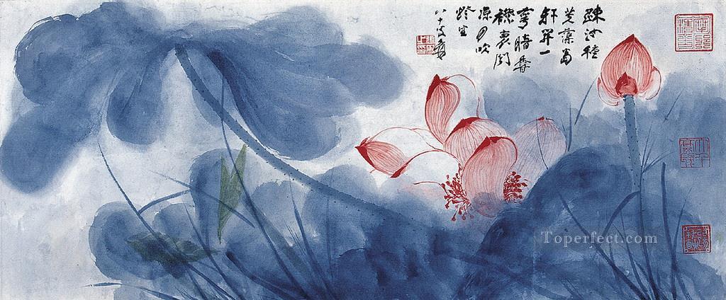 Chang dai chien lotus old China ink Oil Paintings
